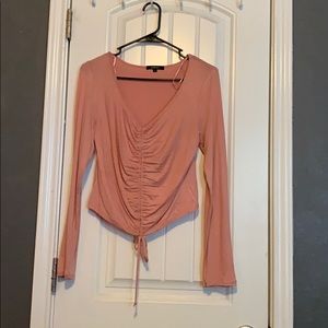 Light pink long sleeve v-neck top